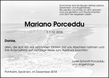 Traueranzeige von Mariano Porceddu von 560 Gießener Anzeiger