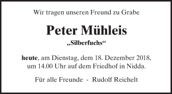 Traueranzeige von Peter Mühleis von 561 Kreisanzeiger
