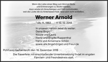 Traueranzeige von Werner Arnold von 560 Gießener Anzeiger