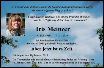 Traueranzeige von Iris Meinzer von 561 Kreisanzeiger