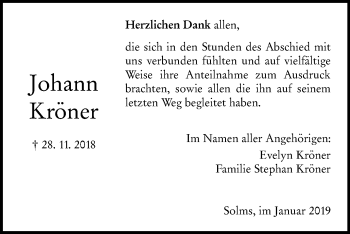 Traueranzeige von Johann Kröner von 201 WNZ - Wetzlarer Neue Zeitung (110)