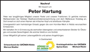Traueranzeige von Peter Hartung von 561 Kreisanzeiger