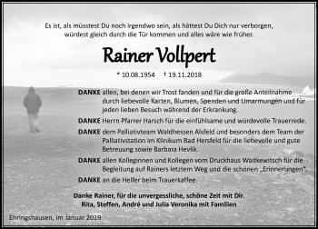 Traueranzeige von Rainer Vollpert von VRM Trauer
