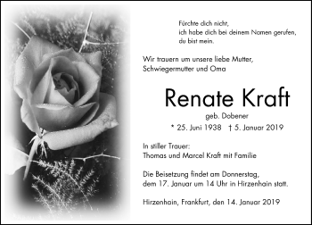 Traueranzeige von Renate Kraft von 202 Dill Block (120)