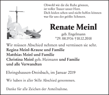 Traueranzeige von Renate Meinl von 201 WNZ - Wetzlarer Neue Zeitung (110)