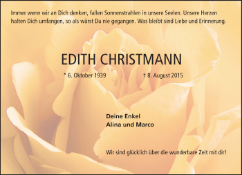 Traueranzeige von Edith Christmann von trauer.echo-online.de