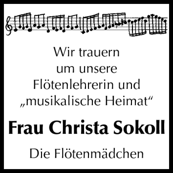 Traueranzeige von Christa Sokoll von Echo-Zeitungen (Gesamtausgabe)