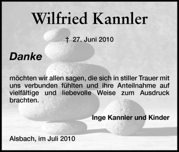 Traueranzeige von Wilfried Kannler von Echo-Zeitungen (Gesamtausgabe)