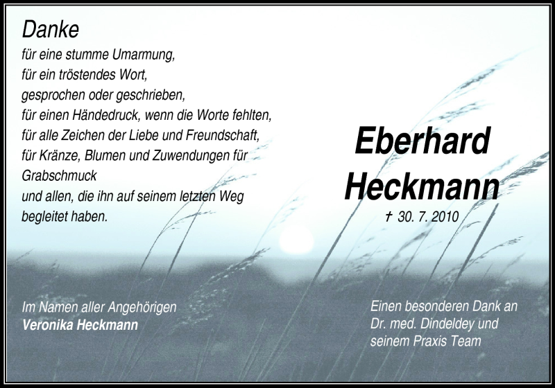  Traueranzeige für Eberhard Heckmann vom 04.09.2010 aus Odenwälder Echo