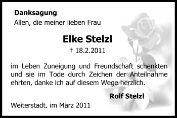 Traueranzeige von Elke Stelzl von Echo-Zeitungen (Gesamtausgabe)