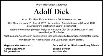 Traueranzeige von Hans Reubold von Odenwälder Echo