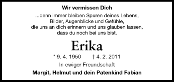Traueranzeige von Erika Arras von Odenwälder Echo
