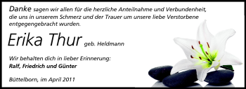 Traueranzeige von Erika Thur von Rüsselsheimer Echo, Groß-Gerauer-Echo, Ried Echo