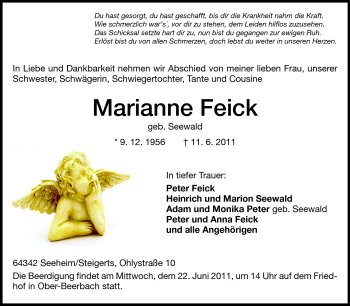 Traueranzeige von Marianne Feick von Echo-Zeitungen (Gesamtausgabe)