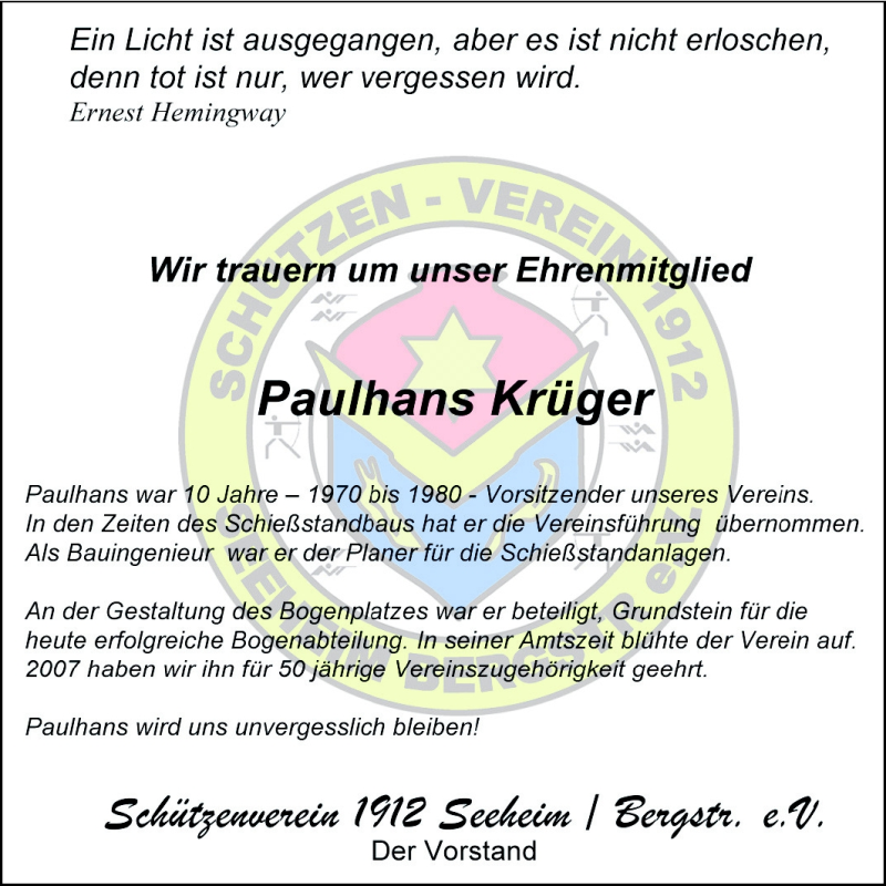  Traueranzeige für Paulhans Krüger vom 18.06.2011 aus Echo-Zeitungen (Gesamtausgabe)