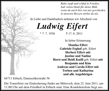 Traueranzeige von Monika Eifert von Odenwälder Echo