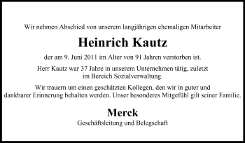 Traueranzeige von Heinrich Kautz von Echo-Zeitungen (Gesamtausgabe)