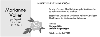 Traueranzeige von Marianne Voller von Rüsselsheimer Echo, Groß-Gerauer-Echo, Ried Echo