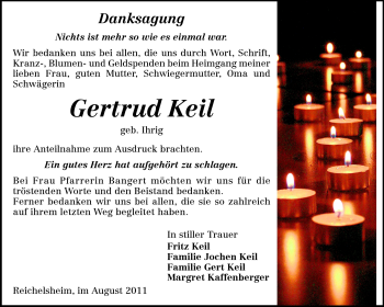 Traueranzeige von Gertrud Keil von Odenwälder Echo