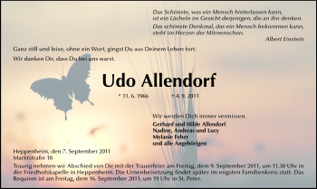 Traueranzeige von Udo Allendorf von Starkenburger Echo