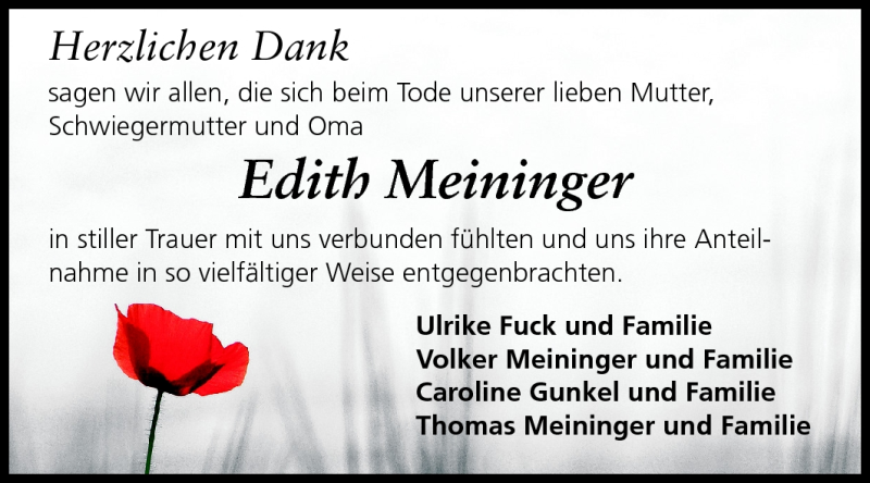  Traueranzeige für Edith Meininger vom 10.09.2011 aus Darmstädter Echo, Odenwälder Echo, Rüsselsheimer Echo, Groß-Gerauer-Echo, Ried Echo