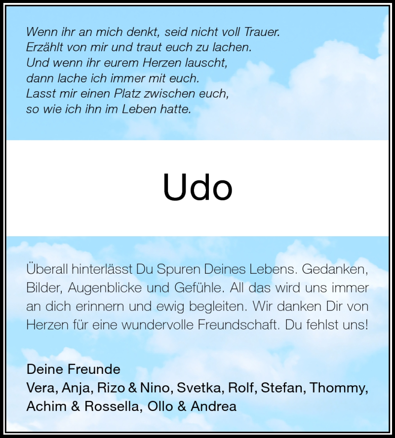  Traueranzeige für Udo Allendorf vom 08.09.2011 aus Starkenburger Echo, Bergsträßer Anzeiger