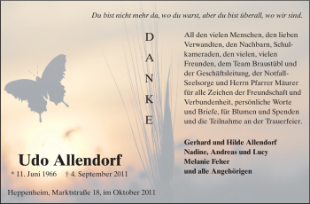 Traueranzeige von Udo Allendorf von Starkenburger Echo