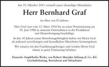 Traueranzeige von Rudolf Bernhard Graf von Echo-Zeitungen (Gesamtausgabe)