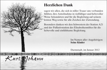 Traueranzeige von Kurt Johann von Echo-Zeitungen (Gesamtausgabe)