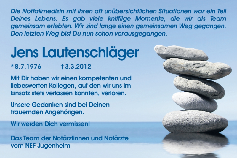  Traueranzeige für Jens Lautenschläger vom 17.03.2012 aus Echo-Zeitungen (Gesamtausgabe)