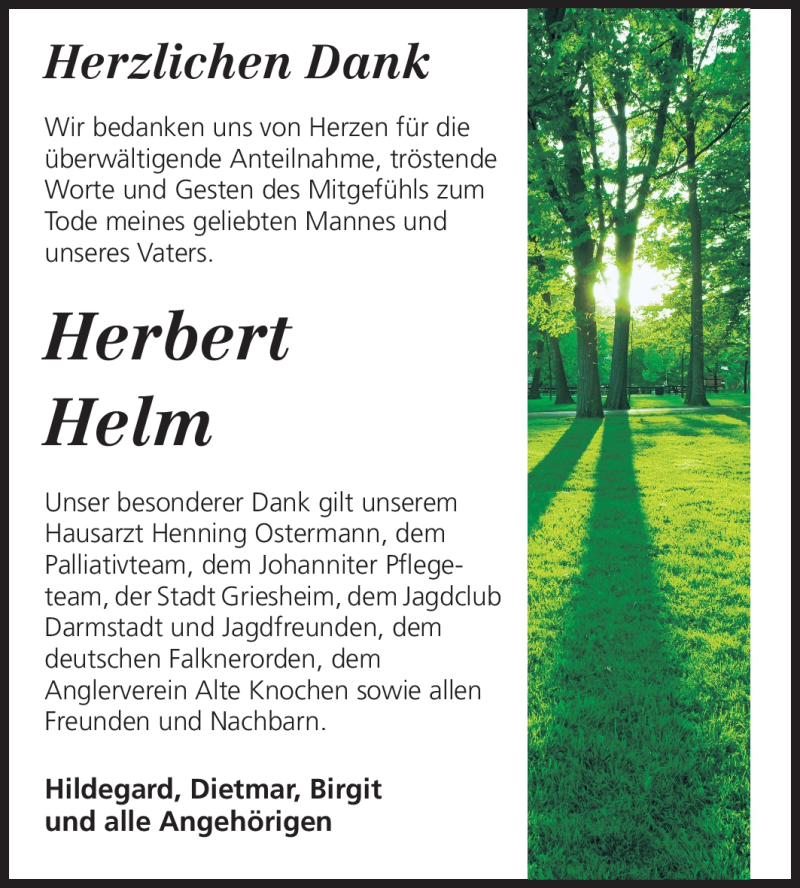  Traueranzeige für Herbert Helm vom 24.03.2012 aus Echo-Zeitungen (Gesamtausgabe)