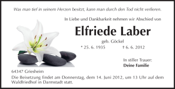 Traueranzeige von Elfriede Laber von Echo-Zeitungen (Gesamtausgabe)