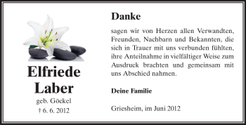 Traueranzeige von Elfriede Laber von Echo-Zeitungen (Gesamtausgabe)