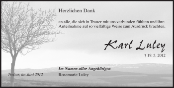 Traueranzeige von Karl Luley von Rüsselsheimer Echo, Groß-Gerauer-Echo, Ried Echo