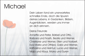 Traueranzeige von Michael Schücke von Echo-Zeitungen (Gesamtausgabe)