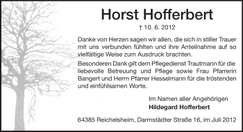 Traueranzeige von Horst Hofferbert von Echo-Zeitungen (Gesamtausgabe)