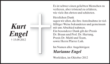 Traueranzeige von Kurt Engel von Rüsselsheimer Echo, Groß-Gerauer-Echo, Ried Echo