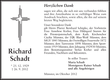 Traueranzeige von Richard Schadt von Echo-Zeitungen (Gesamtausgabe)