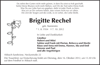 Traueranzeige von Brigitte Rechel von Echo-Zeitungen (Gesamtausgabe)