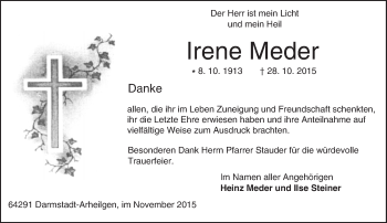 Traueranzeige von Irene Meder von trauer.echo-online.de