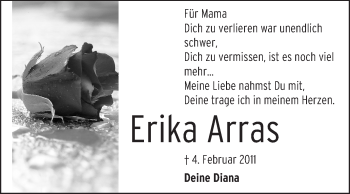 Traueranzeige von Erika Arras von Echo-Zeitungen (Gesamtausgabe)