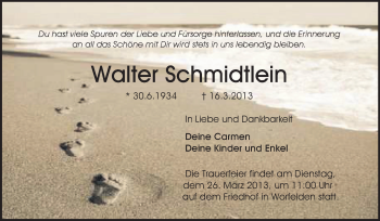 Traueranzeige von Walter Schmidtlein von Rüsselsheimer Echo, Groß-Gerauer-Echo, Ried Echo