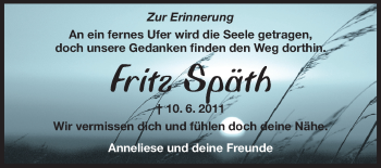 Traueranzeige von Fritz Späth von Odenwälder Echo