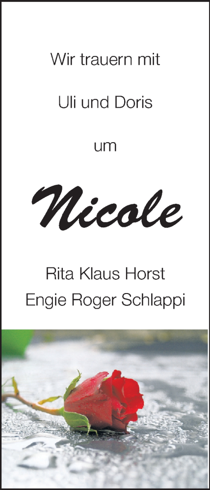  Traueranzeige für Nicole Rabanus vom 10.08.2013 aus Echo-Zeitungen (Gesamtausgabe)