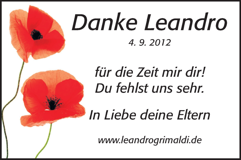  Traueranzeige für Leandro Grimaldi vom 04.09.2013 aus Echo-Zeitungen (Gesamtausgabe)