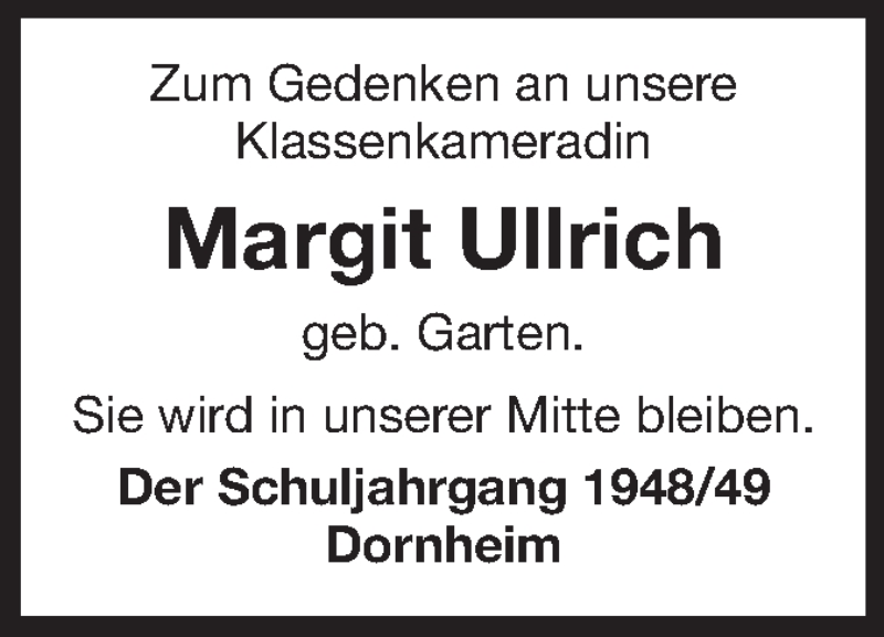  Traueranzeige für Margit Ullrich vom 11.12.2013 aus Rüsselsheimer Echo, Groß-Gerauer-Echo, Ried Echo