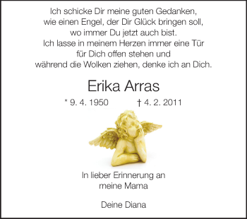 Traueranzeige von Erika Arras von Odenwälder Echo