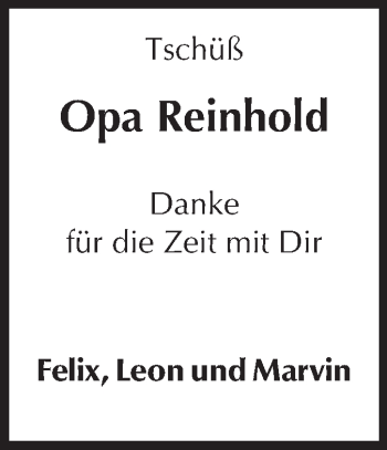 Traueranzeige von Reinhold  von Odenwälder Echo