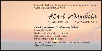 Traueranzeige von Karl Wambold von Rüsselsheimer Echo, Groß-Gerauer-Echo, Ried Echo