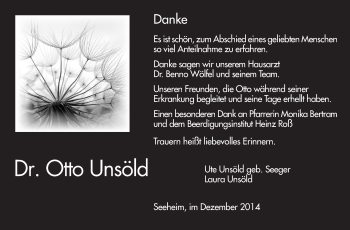 Traueranzeige von Otto Unsöld von Echo-Zeitungen (Gesamtausgabe)